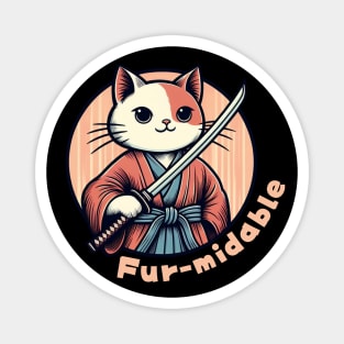 Samurai cat warrior Japanese cat Magnet